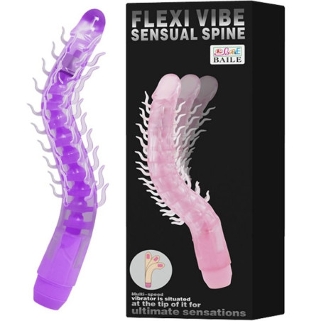 BAILE FLEXI VIBE SENSUAL SPINE BENDABLE VIBRATING DILDO LILA 235 CM