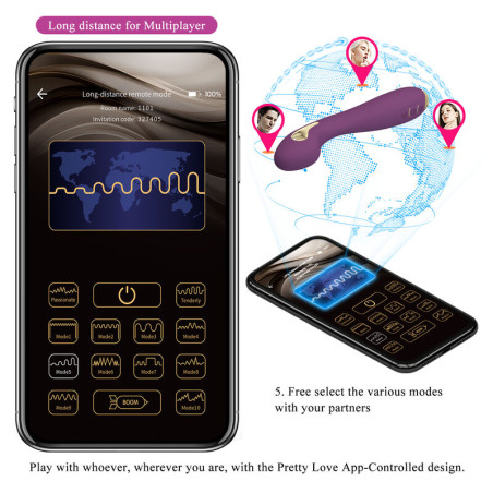 PRETTY LOVE HECTOR VIBRADOR ELECTROSHOCK POR CONTROL POR APP LILA