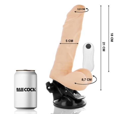 BASECOCK VIBRADOR REALISTICO ARTICULABLE CONTROL REMOTO NATURAL 21 CM O 5 CM