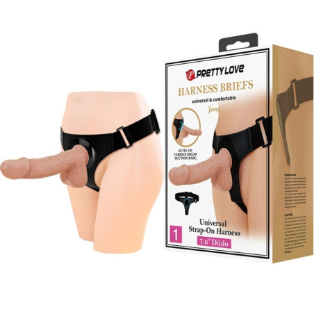 PRETTY LOVE HARNESS BRIEFS ARNES UNIVERSAL CON DILDO JERRY 218 CM NATURAL