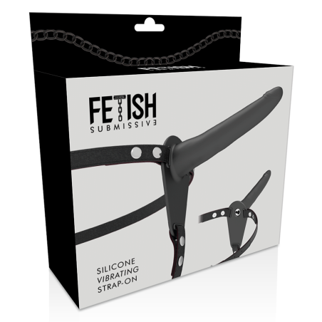 FETISH SUBMISSIVE HARNESS VIBRADOR SILICONA NEGRO 15 CM