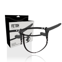 FETISH SUBMISSIVE HARNESS DOBLE PENETRACION VIBRADOR NEGRO