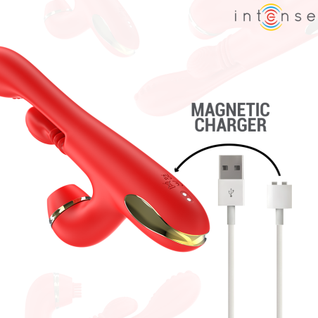 INTENSE KATY ESTIMULADOR CLITORIS MULTIFUNCION 4 CABEZALES INTERCAMBIABLES ROJO
