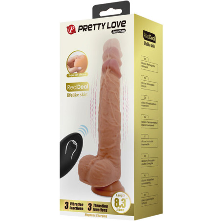 PRETTY LOVE JONATHAN DILDO SILICONA 3 VIBRACIONES 3 MEDIDAS INSERCION CONTROL REMOTO 21 CM