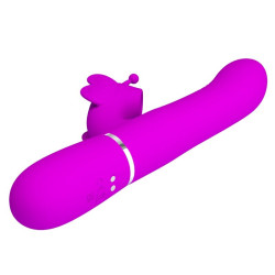 PRETTY LOVE VIBRADOR RABBIT MULTIFUNCION 4 EN 1 MARIPOSA FUCSIA