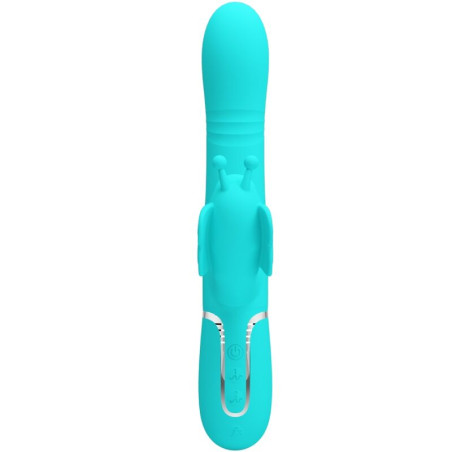 PRETTY LOVE VIBRADOR RABBIT MULTIFUNCION 4 EN 1 MARIPOSA VERDE AGUA