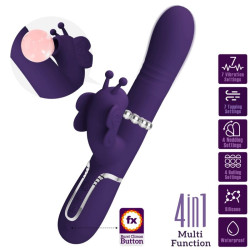 PRETTY LOVE VIBRADOR RABBIT MULTIFUNCION 4 EN 1 MARIPOSA MORADO