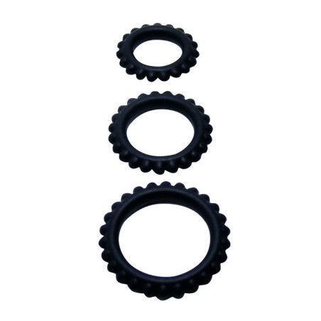 BAILE TITAN SET 3 PCS COCK RING BLACK 28 24 19 CM