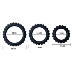 BAILE TITAN SET 3 PCS COCK RING BLACK 28 24 19 CM