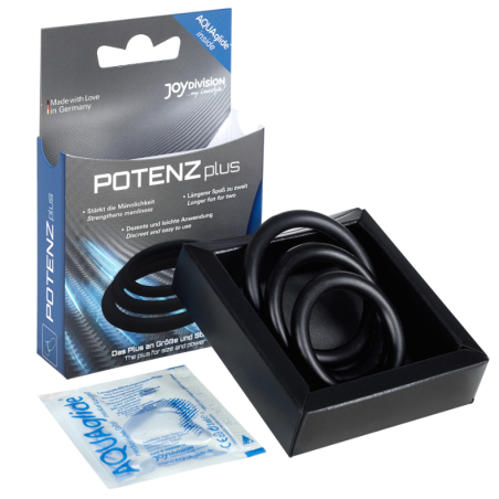 JOYDIVISION POTENZDUO PLUS PACK 3 ANILLOS PARA PENE NEGRO S M L