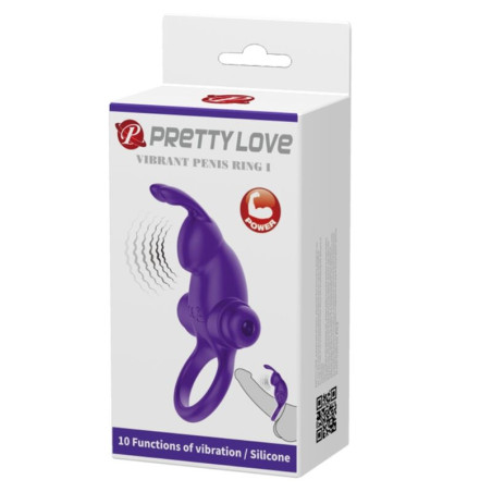 PRETTY LOVE ANILLO VIBRADOR I CONEJO PARA PENE MORADO
