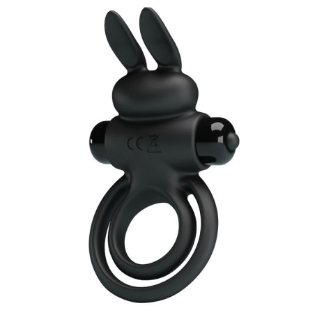 PRETTY LOVE ANILLO VIBRADOR III CONEJO PARA PENE NEGRO