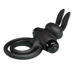 PRETTY LOVE ANILLO VIBRADOR III CONEJO PARA PENE NEGRO