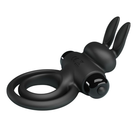 PRETTY LOVE ANILLO VIBRADOR III CONEJO PARA PENE NEGRO