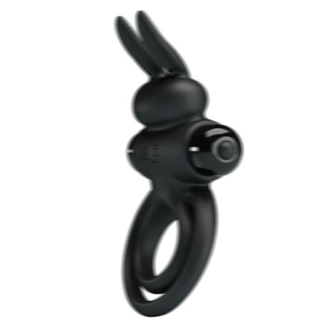 PRETTY LOVE ANILLO VIBRADOR III CONEJO PARA PENE NEGRO