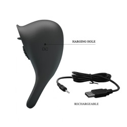 PRETTY LOVE ANILLO VIBRADOR PARA PENE CON LENGUA NEGRO