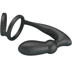 PRETTY LOVE EMONI ANILLO PENE PLUG ANAL 12 VIBRACIONES NEGRO