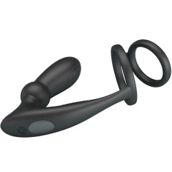 PRETTY LOVE EMONI ANILLO PENE PLUG ANAL 12 VIBRACIONES NEGRO