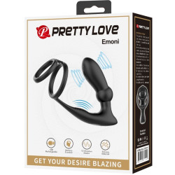 PRETTY LOVE EMONI ANILLO PENE PLUG ANAL 12 VIBRACIONES NEGRO