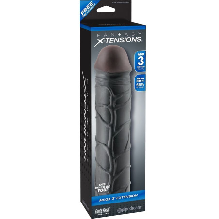 FANTASY X TENSIONS MEGA 3 EXTENSION NEGRO PARA EL PENE