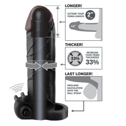 FANTASY X TENSIONS EXTENSION PARA EL PENE CON VIBRADOR REAL FEEL 2 NEGRO
