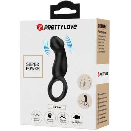 PRETTY LOVE TRAE ANILLO VIBRADOR NEGRO
