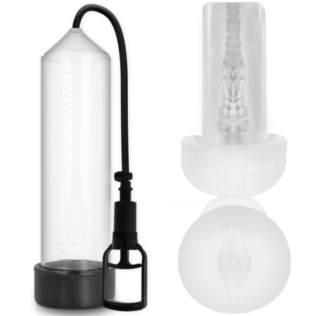 PUMP ADDICTED BOMBA ERECCION RX7 TRANSPARENTE CON MASTURBADOR