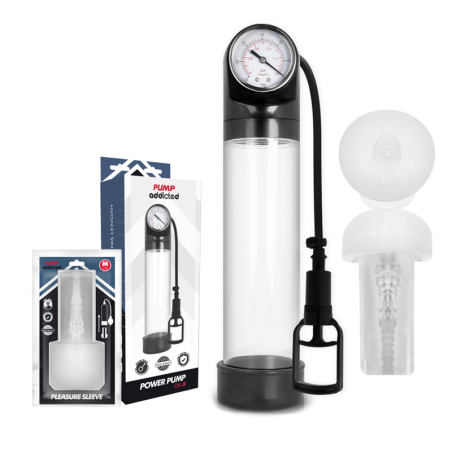 PUMP ADDICTED BOMBA ERECCION RX9 TRANSPARENTE CON MASTURBADOR