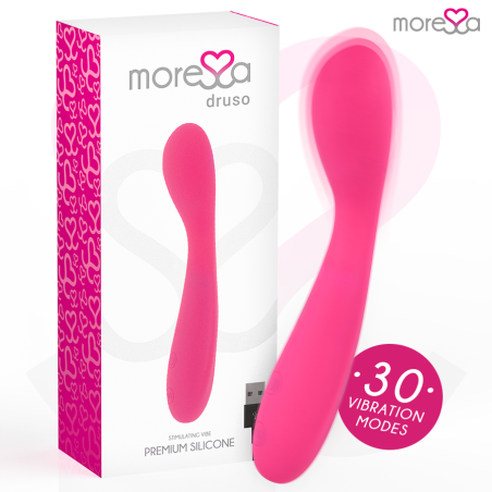 MORESSA DRUSO MASAJEADOR DUO PUNTO G Y SUERO PELVICO PREMIUM SILICONE RECARGABLE