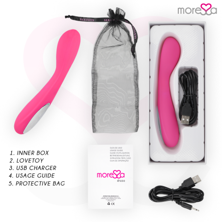 MORESSA DRUSO MASAJEADOR DUO PUNTO G Y SUERO PELVICO PREMIUM SILICONE RECARGABLE