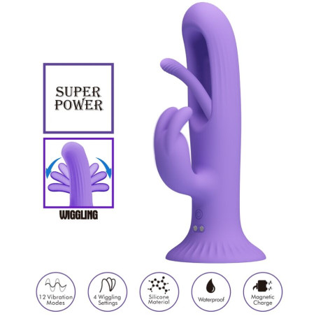PRETTY LOVE KILLMOULIS VIBRADOR RABBIT 12 MODOS DE VIBRACION MORADO