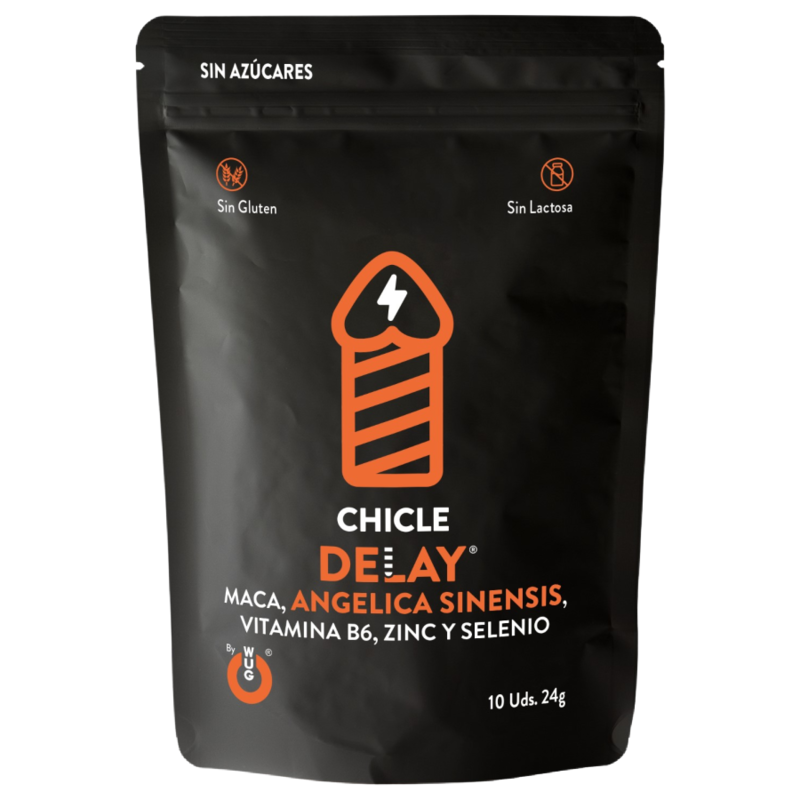 WUG DELAY Chicle funcional con Zinc Selenio y Vitamina B6 para mayor control y resistencia en los momentos intimos