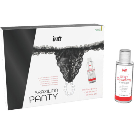 INTT RELEASES PANTY BRASILENA NEGRA CON PERLAS Y GEL LUBRICANTE 50 ML