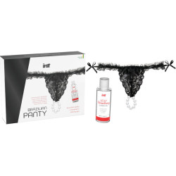 INTT RELEASES PANTY BRASILENA NEGRA CON PERLAS Y GEL LUBRICANTE 50 ML