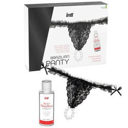 INTT RELEASES PANTY BRASILENA NEGRA CON PERLAS Y GEL LUBRICANTE 50 ML