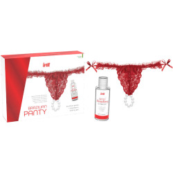INTT RELEASES PANTY BRASILENO ROJA CON PERLAS Y GEL LUBRICANTE 50 ML