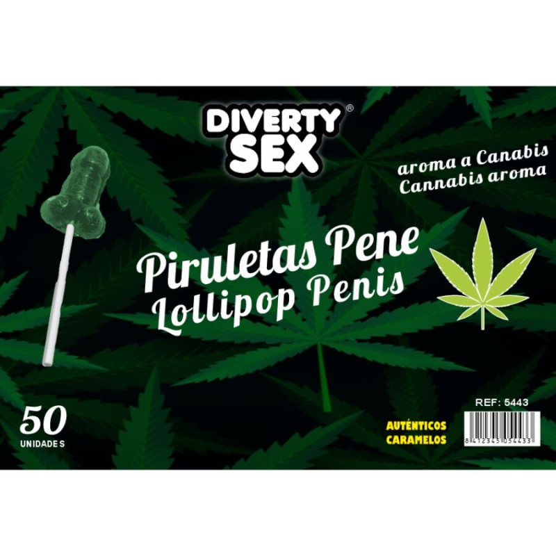 DIABLO GOLOSO 50 PIRULETAS PENE AROMA CANNABIS
