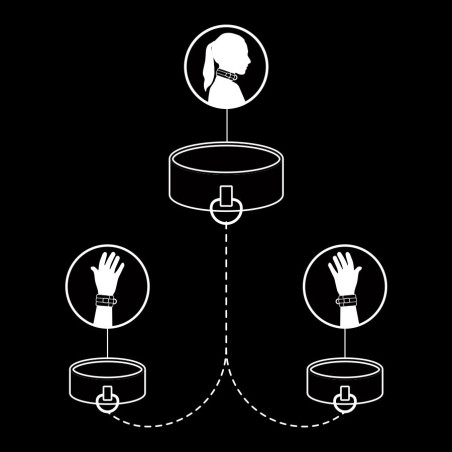 FETISH SUBMISSIVE COLLAR Y ESPOSAS CUERO VEGANO CON FORRO DE NEOPRENO