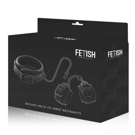 FETISH SUBMISSIVE COLLAR Y ESPOSAS CUERO VEGANO CON FORRO DE NEOPRENO