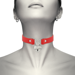 COQUETTE CHIC DESIRE COLLAR CUERO VEGANO ROJO ACCESORIO CORAZON CON LLAVE