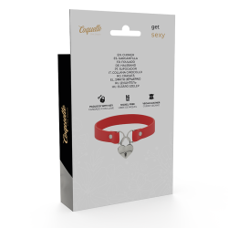 COQUETTE CHIC DESIRE COLLAR CUERO VEGANO ROJO ACCESORIO CORAZON CON LLAVE