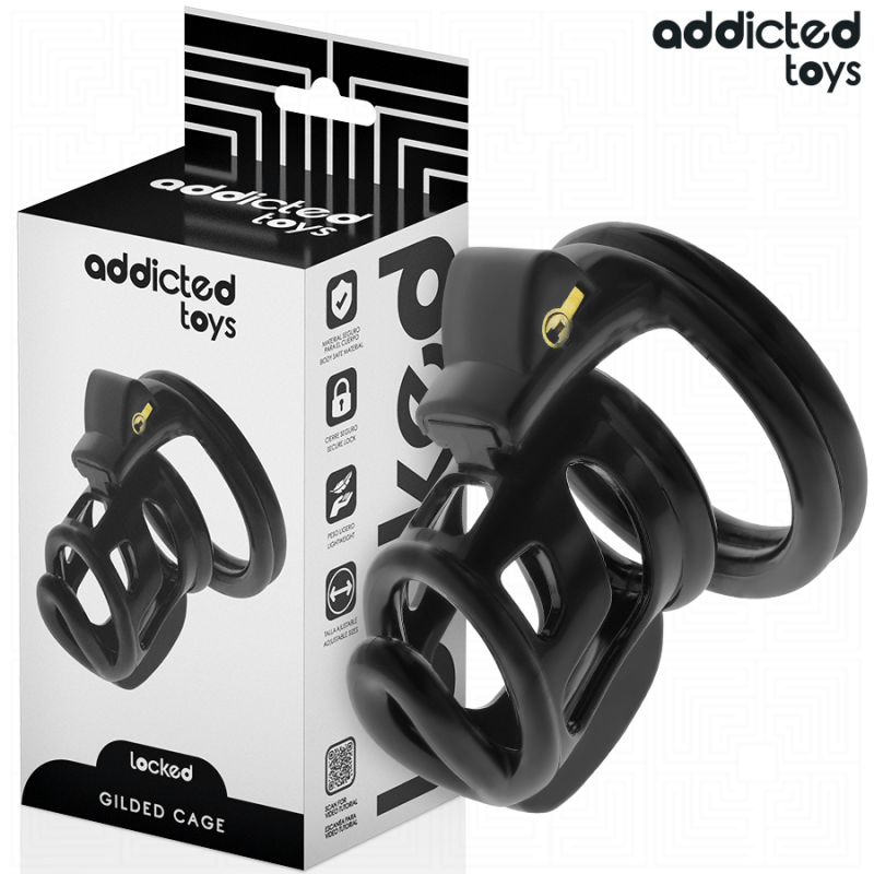 ADDICTED TOYS LOCKED GILDEN CAGE JAULA PARA PENE DE SILICONA 85 CM