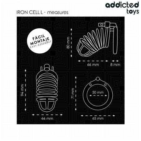 ADDICTED TOYS LOCKED IRON CELL JAULA PARA PENE DE METAL 5 CM TALLA L