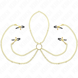 KINK PINZAS PARA PEZONES Y CLITORIS 4 ENGANCHES AJUSTABLE DORADO