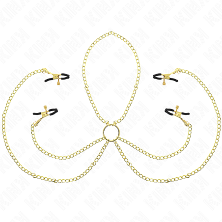 KINK PINZAS PARA PEZONES Y CLITORIS 4 ENGANCHES AJUSTABLE DORADO