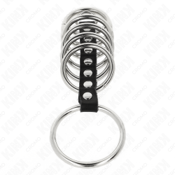 KINK 7 ANILLOS PENE METAL 32 CM A 5 CM CONECTADOS POR POLIPIEL