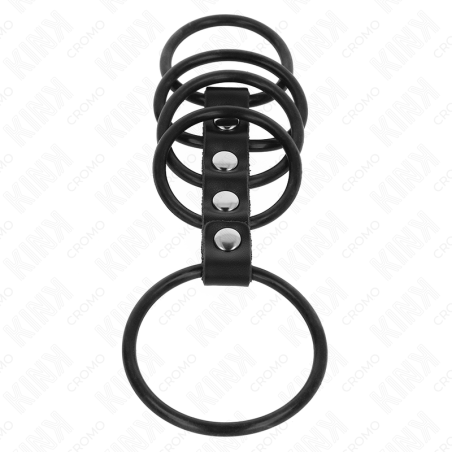 KINK 5 ANILLOS PENE SILICONA 38 CM A 48 CM CONECTADOS POR CUERO
