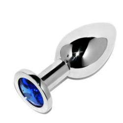 METAL HARD ANAL PLUG DIAMOND BLUE SMALL 571CM