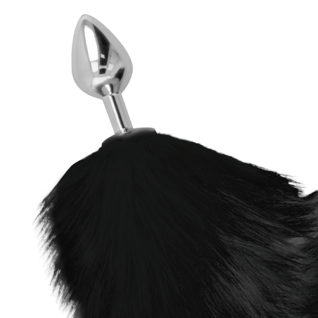 DARKNESS PLUG ANAL SILVER 8 CM CON COLA NEGRO