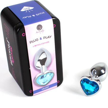 SECRETPLAY METAL BUTT PLUG CORAZON AZUL TALLA S 7 CM